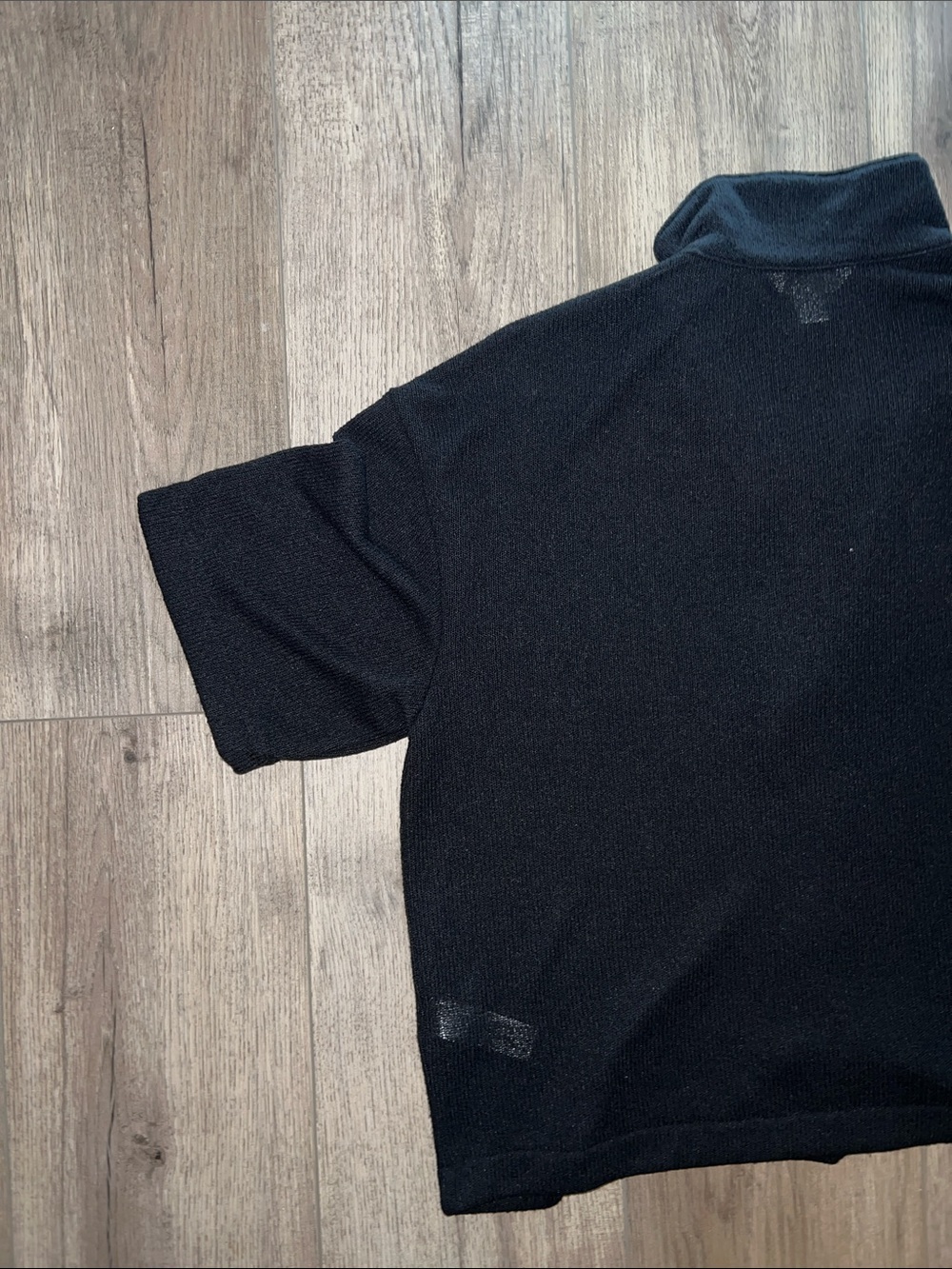 Joe Fresh Black Collared Button-Front Knit Top - Picture 3 of 4